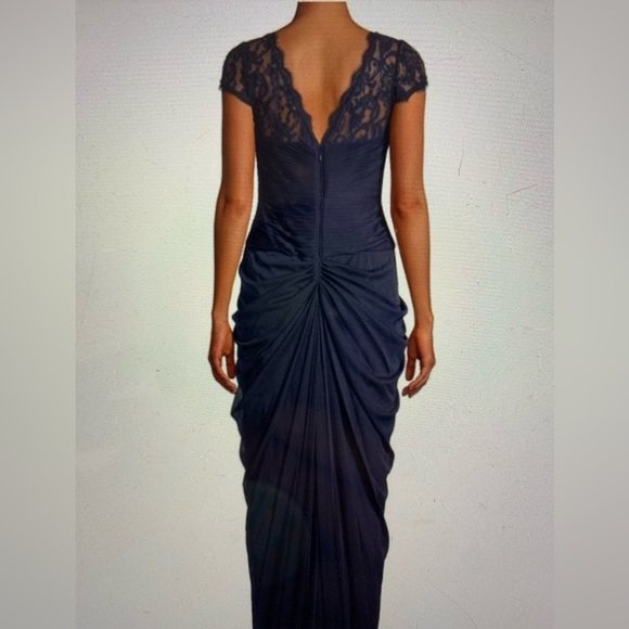 Adrianna Papell Navy Lace Evening Gown - Picture 2 of 15